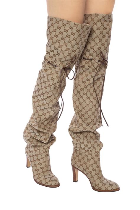 gucci bee rain boots|gucci print thigh high boots.